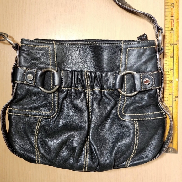 Tignanello Genuine Black Leather Crossbody Handbag Y2K - Picture 5 of 10